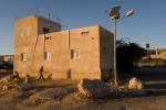 A street light equipped with a photovoltaic solar panel that stores energy in the day and powers the light at night, Drijat.
